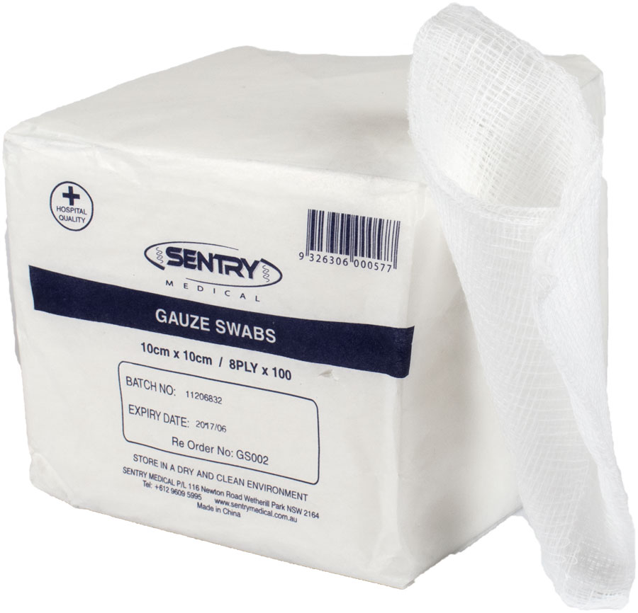 Gauze Swabs cotton 100pack 10x10 8ply SalonQuip